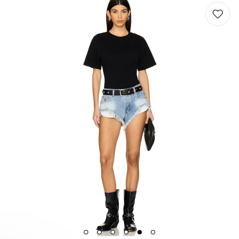 ONE TEASPOON Rollers Denim Short in Atlantis Size 26 NWT Low waist fringe hem